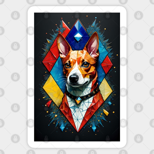 Basenji Close-Up in Triple Primary Colors Sticker by AlexBRD